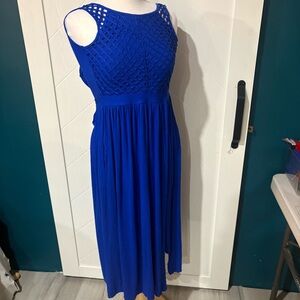 Kersh Royal Blue Lattice Bodice Maxi Dress - Size small -#bohemian/ grad/wedding